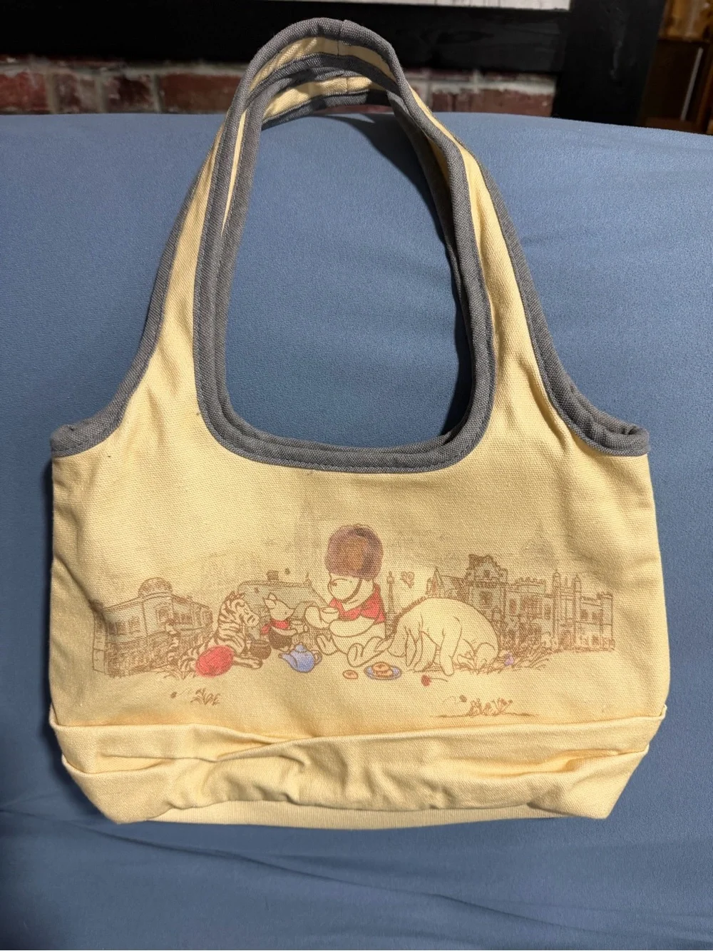 Disney Yellow Canvas Tote with Gray Trim and Character Print